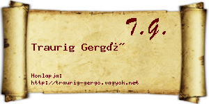 Traurig Gergő névjegykártya